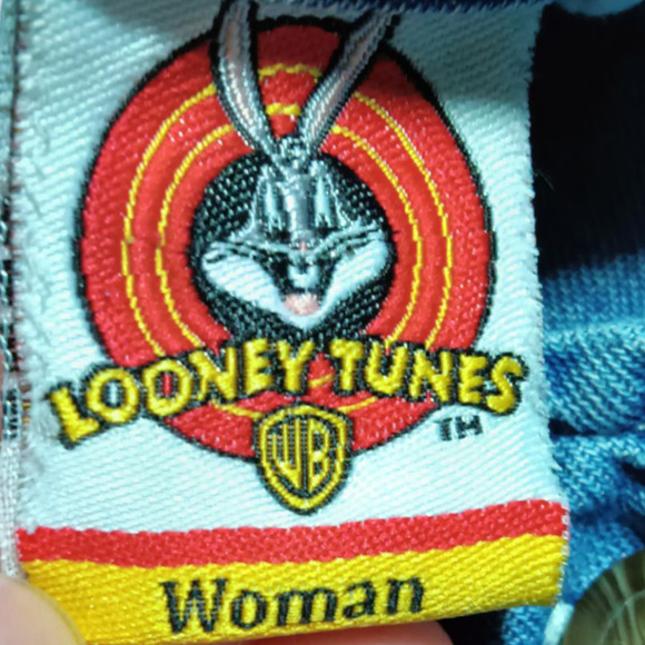 Vintage Looney Tunes Denim V-neck Short Sleeve Button Down Shirt  XL - Picture 5 of 5